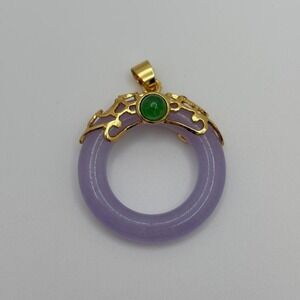 Purple Jade Pendant 18k Gold Plated